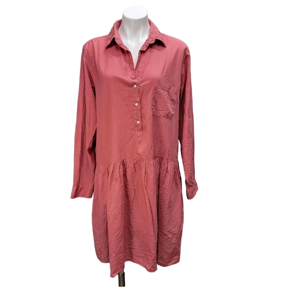 Frank & Eileen GRAYSON Changemaker Cotton Oversized Midi Dress Dusty Rose L - Picture 5 of 11